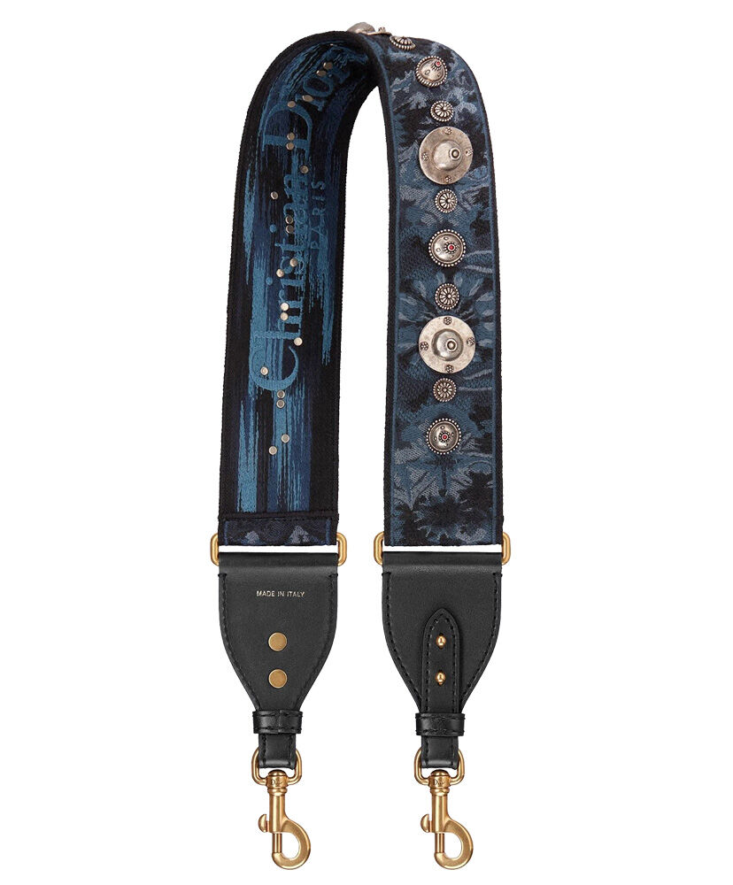 Christian Dior Multicolor Camouflage Fully Embroidered Strap Blue